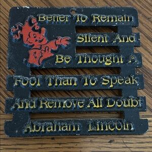 Vintage Cast Iron Motto Trivet Wall Plaque